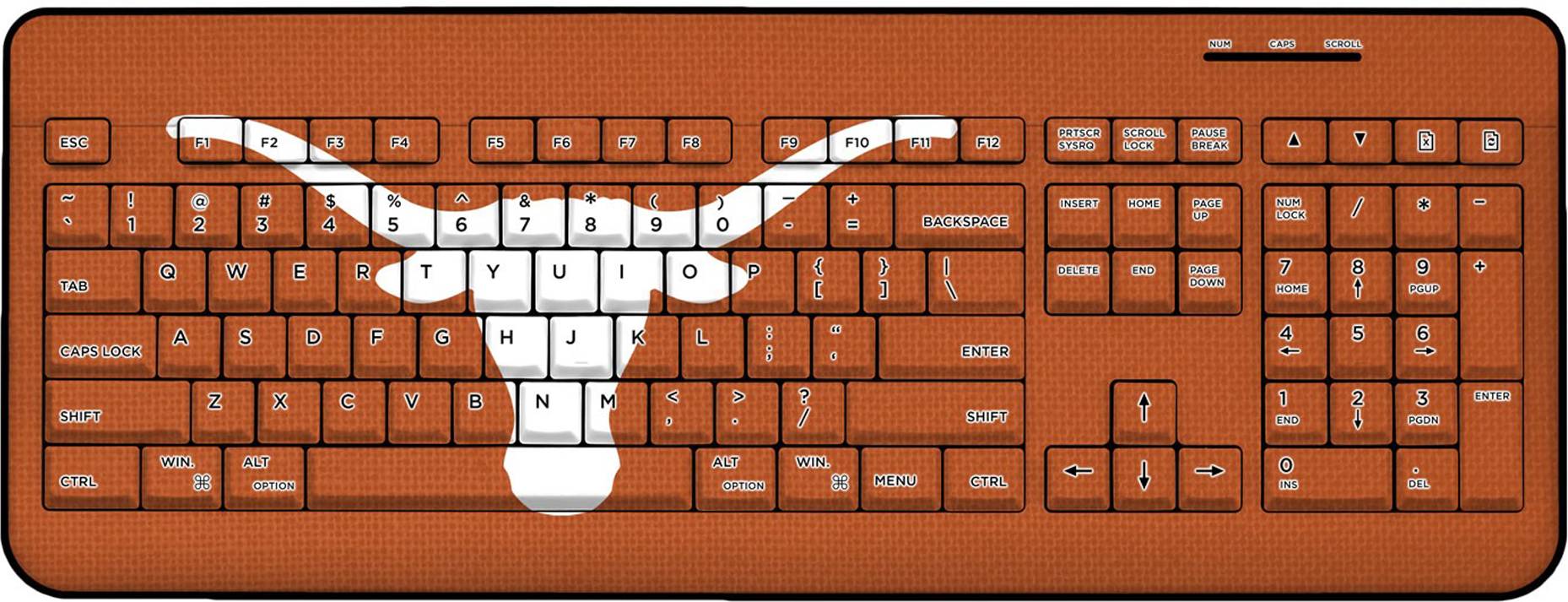 Keyscaper Longhorns Solid Design Wireless Keyboard