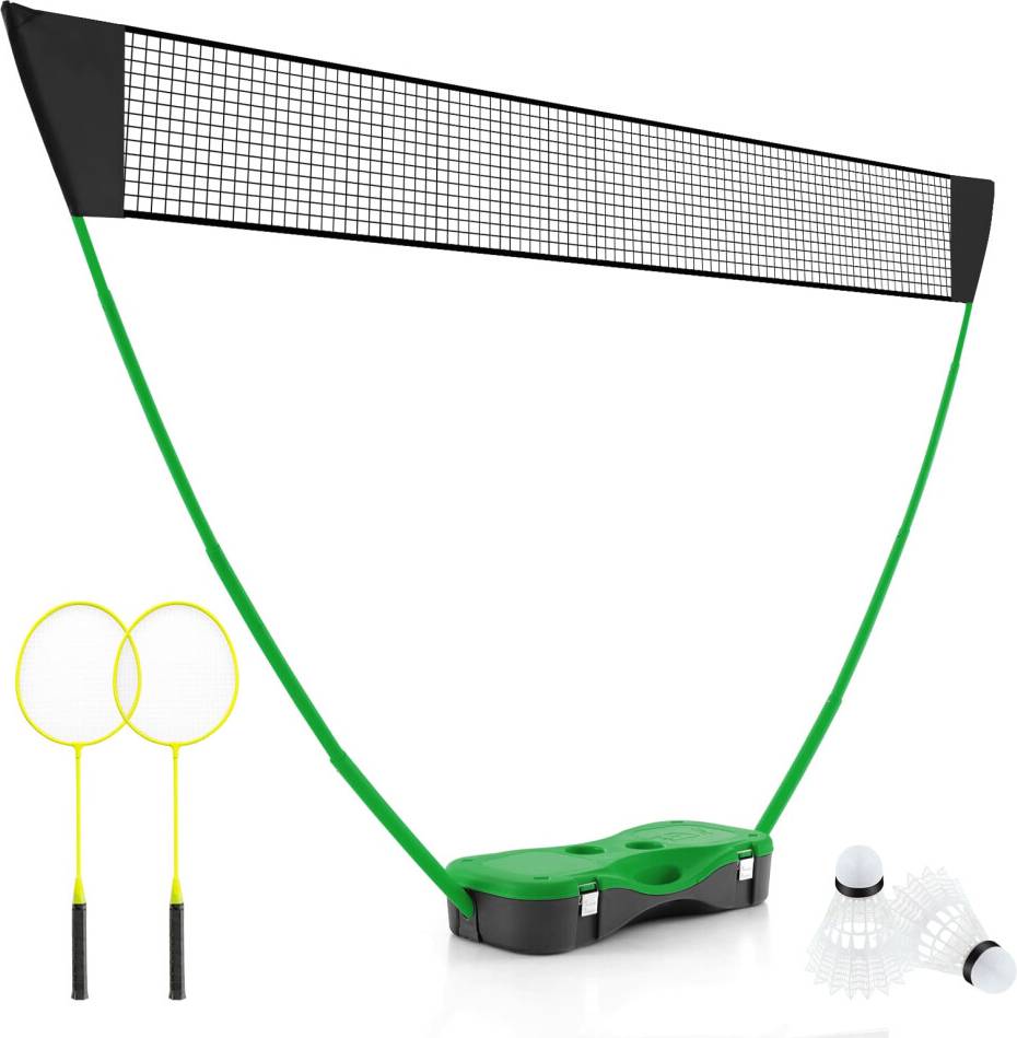 Costway Portable Badminton Net Set All-In-One With Storage Base Green