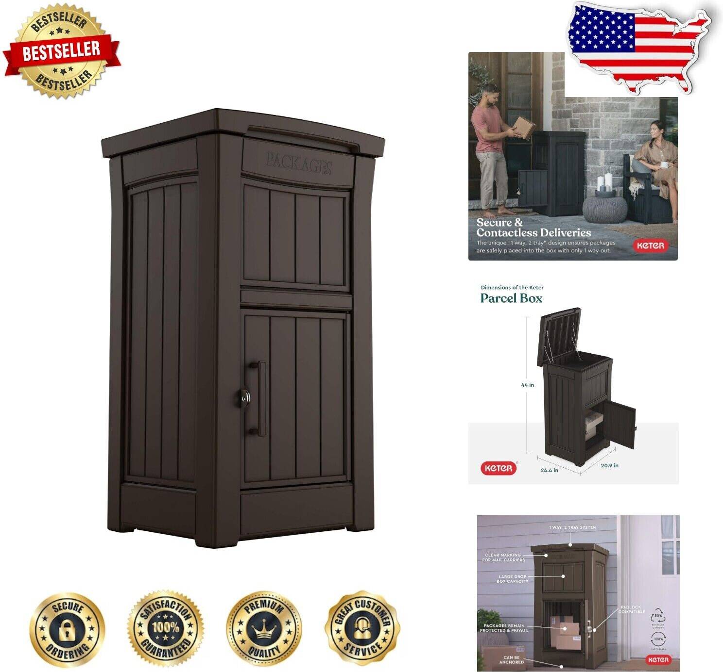 Delivery box Keter Spacious And Secure Delivery Box Waterproof Design And Key Lock System Brown Large