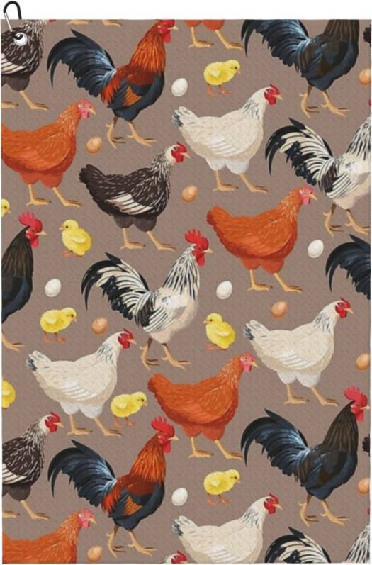 WHIBOS Chicken Colorfull Pattern Golf Towel