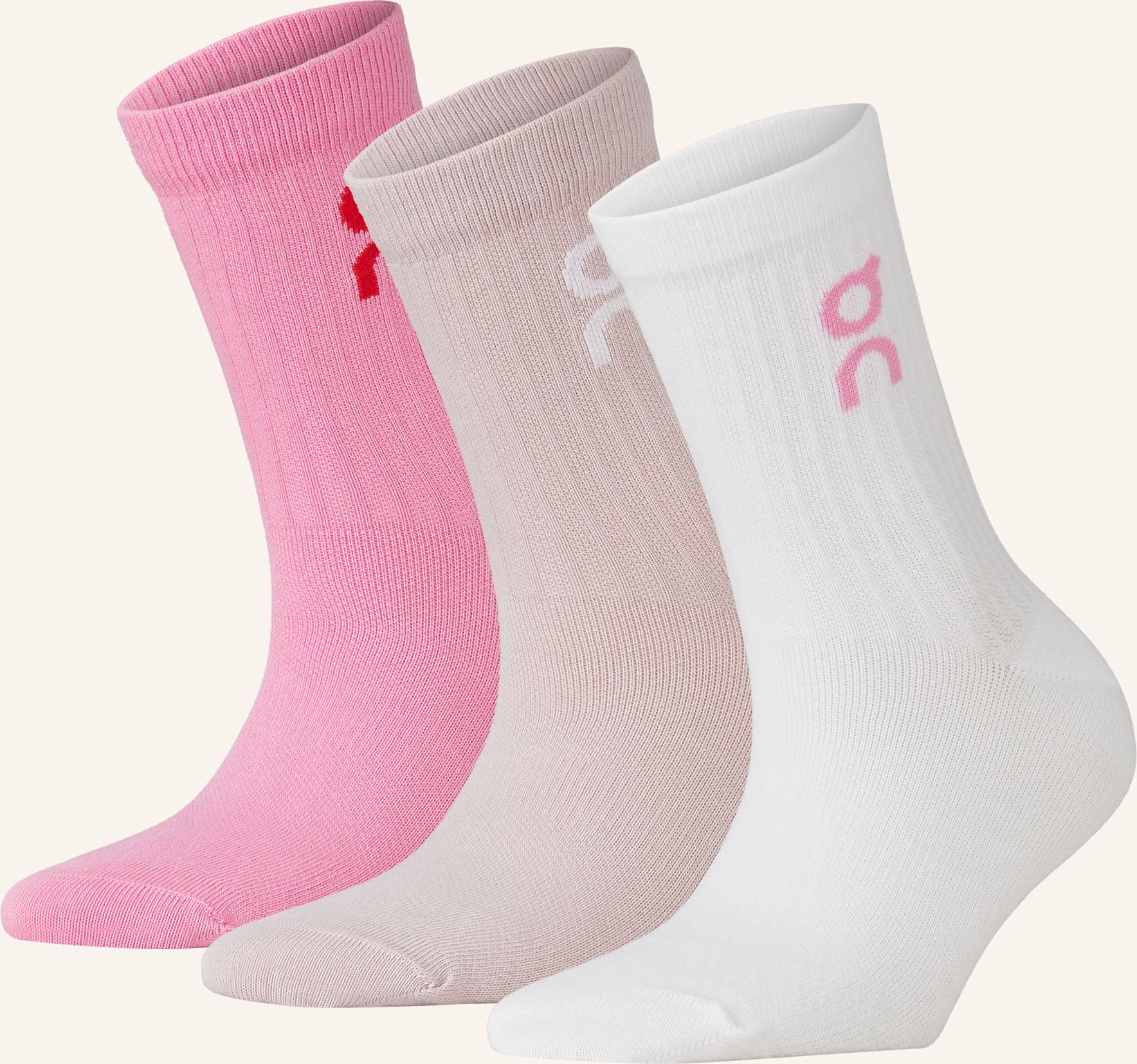 On Logo Socks High 3 Pack - Mauve Raspberry Purple