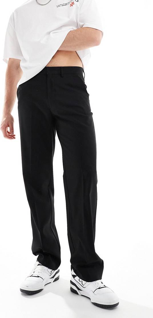ASOS DESIGN Raka Kostymbyxor - Svarta