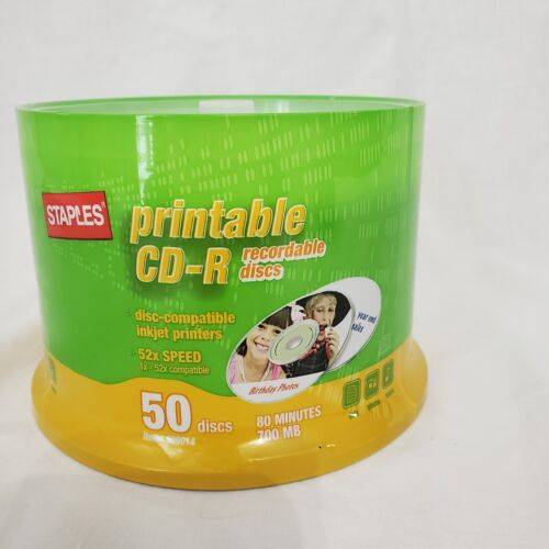 Cd r discs Staples CD-R Recordable Printable 50 Discs 700MB 52x Speed