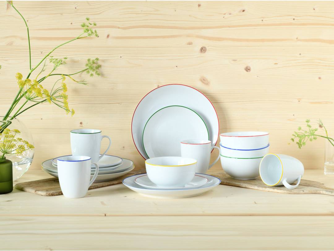 Creatable Luna Color Line 16 Piece Porcelain Dinnerware Service for 4 Dinner Set