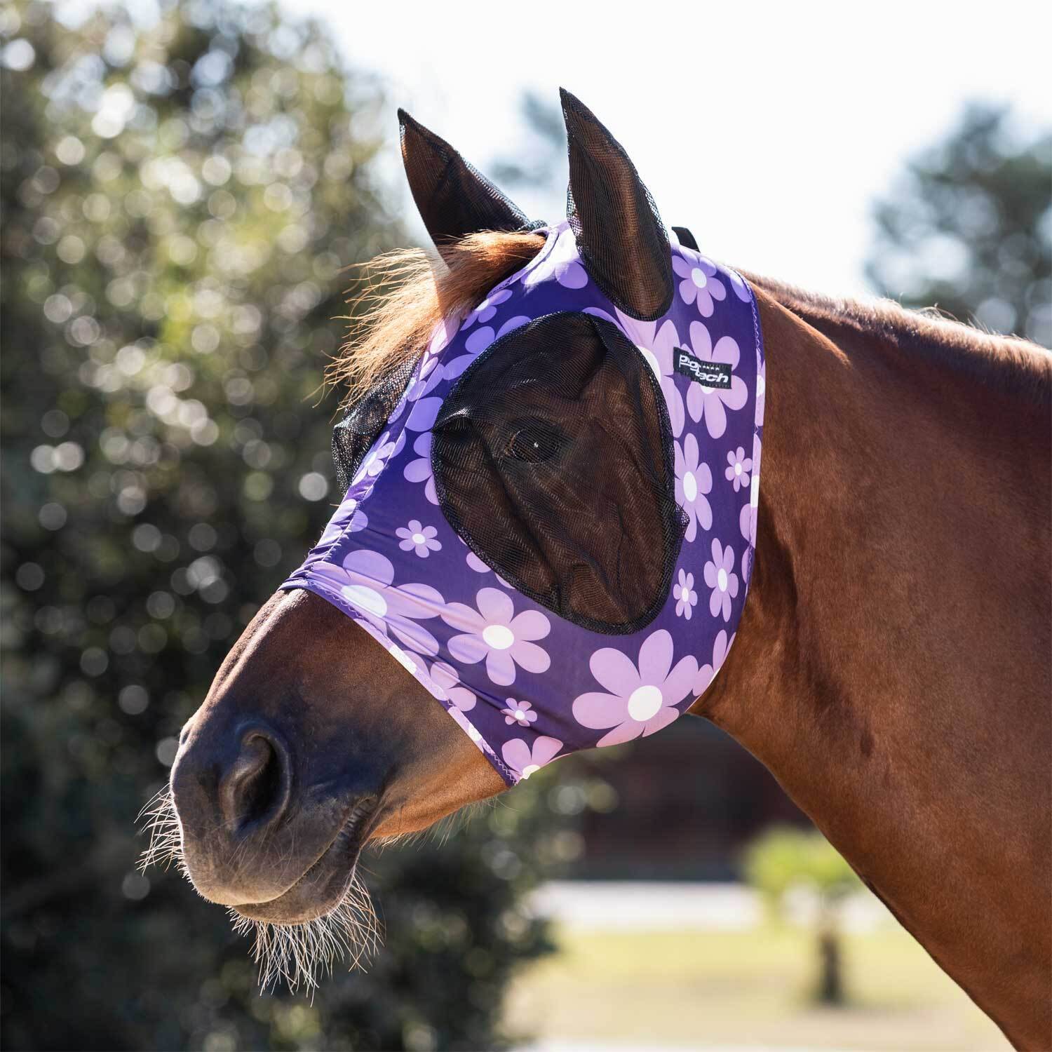 Pro-Tech Horse Fly Bonnet In Lycra With Ear Net - Violet