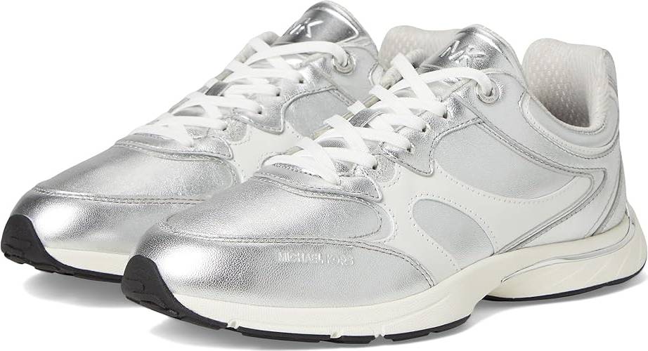 Michael Kors MK Riley Metallic Leather Trainer - Silver