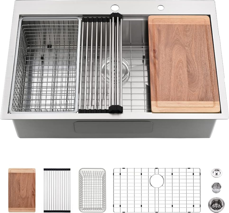 33 Inch Drop In Kitchen Sink Workstation