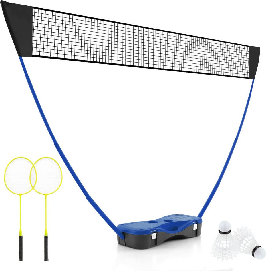 Costway Portable Badminton Net Set All-In-One With Storage Base Blue