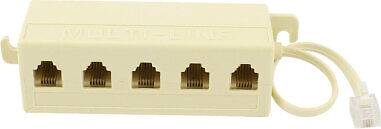 Uxcell 6p4c RJ11 5 Way Outlet Modular Jack Telephone Line Adapter Cable
