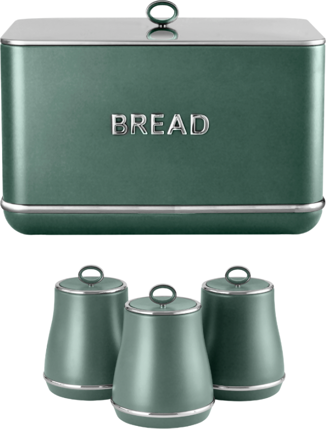Tower Renaissance Bin & Canisters Kitchen Set Forest Green Bread Box