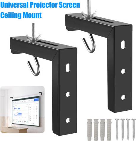 Projector wall mount NSIoutlet Projector Screen Wall Ceiling Mount Hanging L-Bracket 6 Inch Adjustable Hooks Kit
