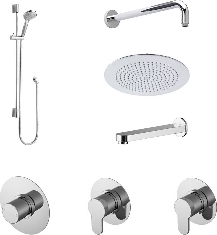 Balterley 3 Outlet Concealed Valves Shower Bundle with Slide Rail Kit