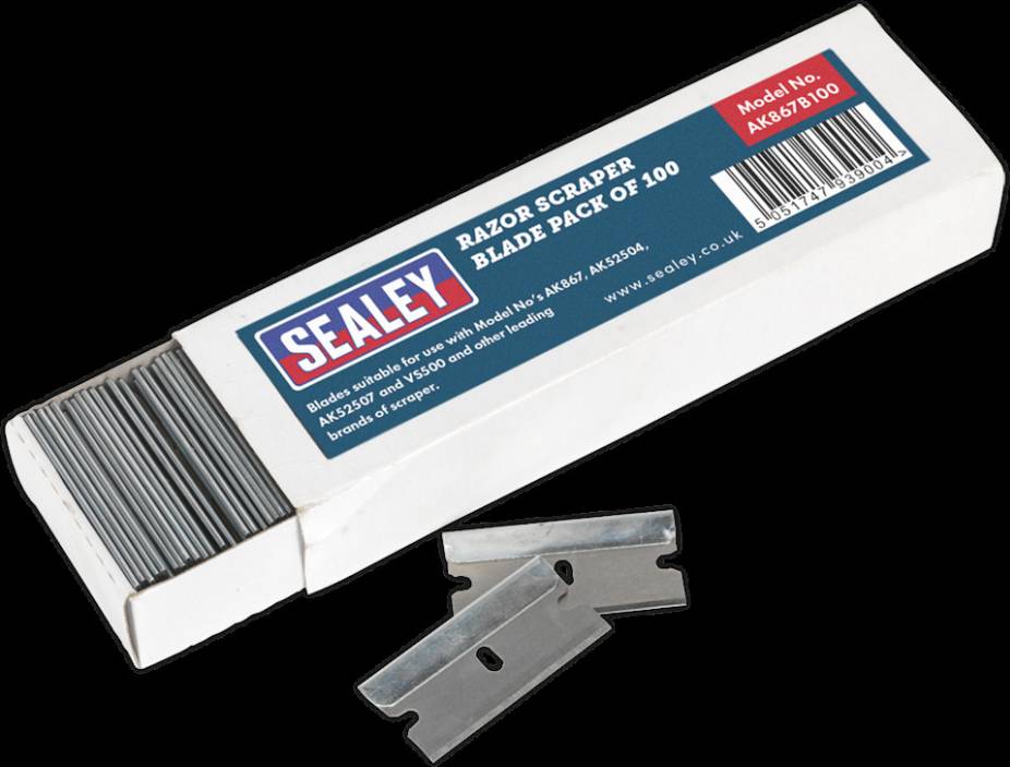 Sealey AK867B100 Razor Scraper Blade Pack 100 pcs