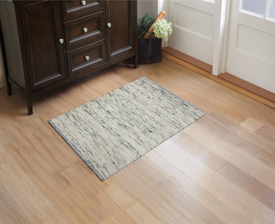 Origin 21 2 x 3 ft Polyester Ivory Charcoal Rectangular Indoor Ombre Machine Washable Throw Rug White