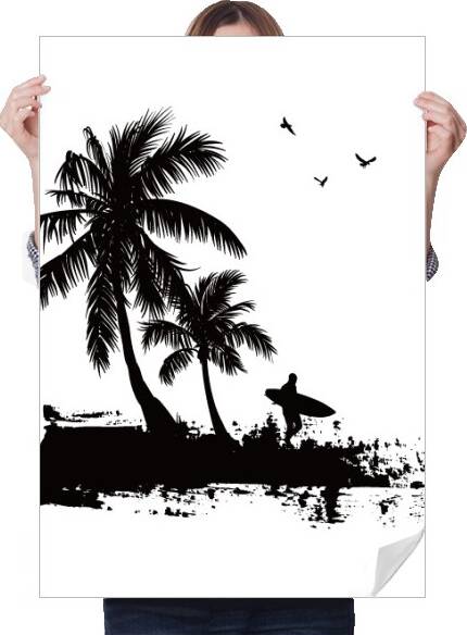 Beach Coconut Tree Illustration Pattern Sticker Decoration