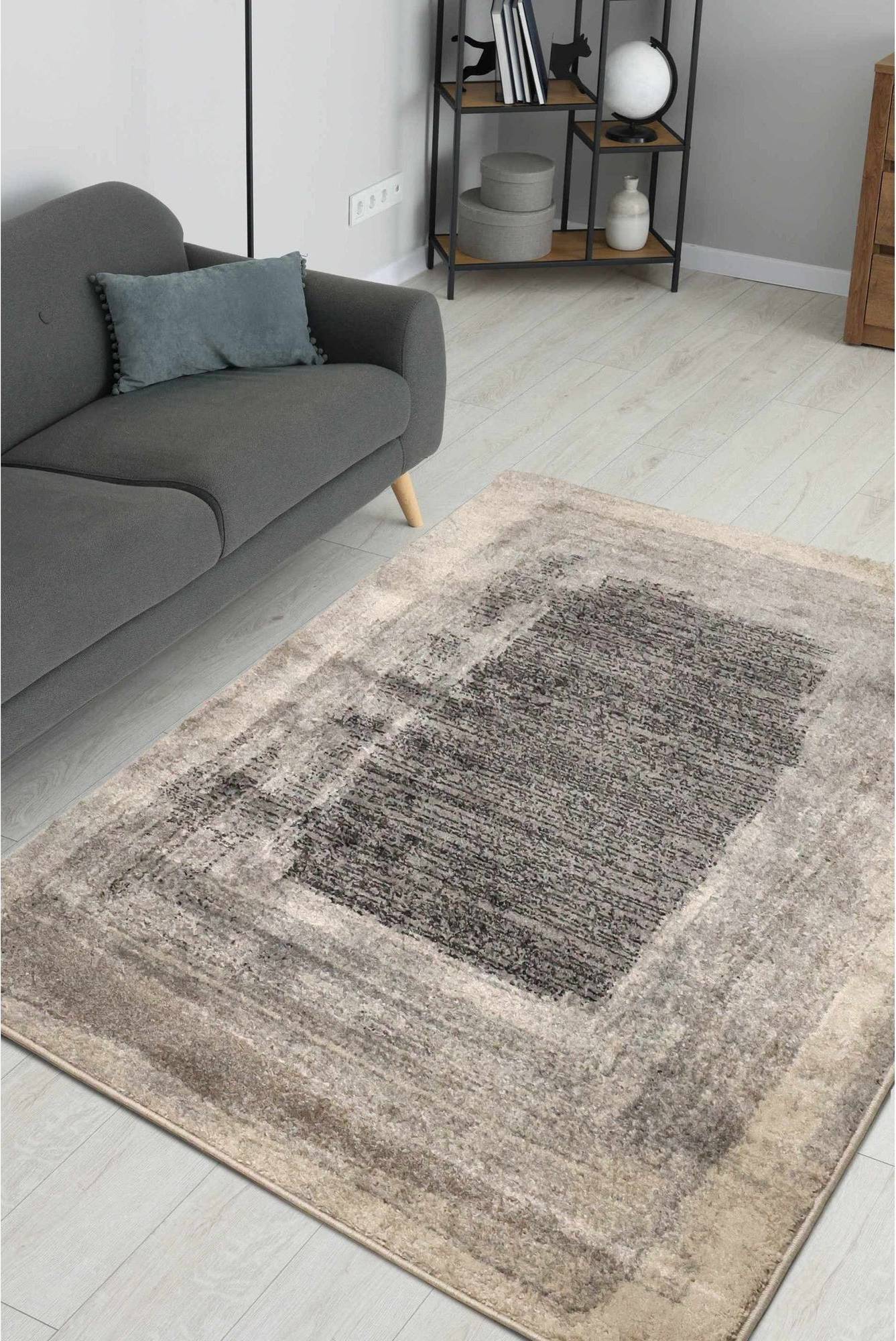 Homemaker Freya Border Effect Rug 160 x 230 Grey/Blue Grey