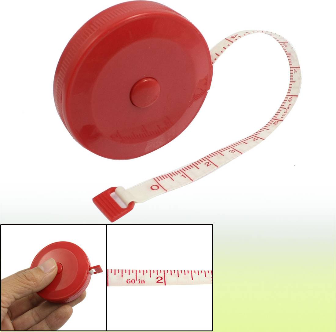 Uxcell Tailor Red Shell 1.5m Sewing Retractable Ruler Measurement Tape