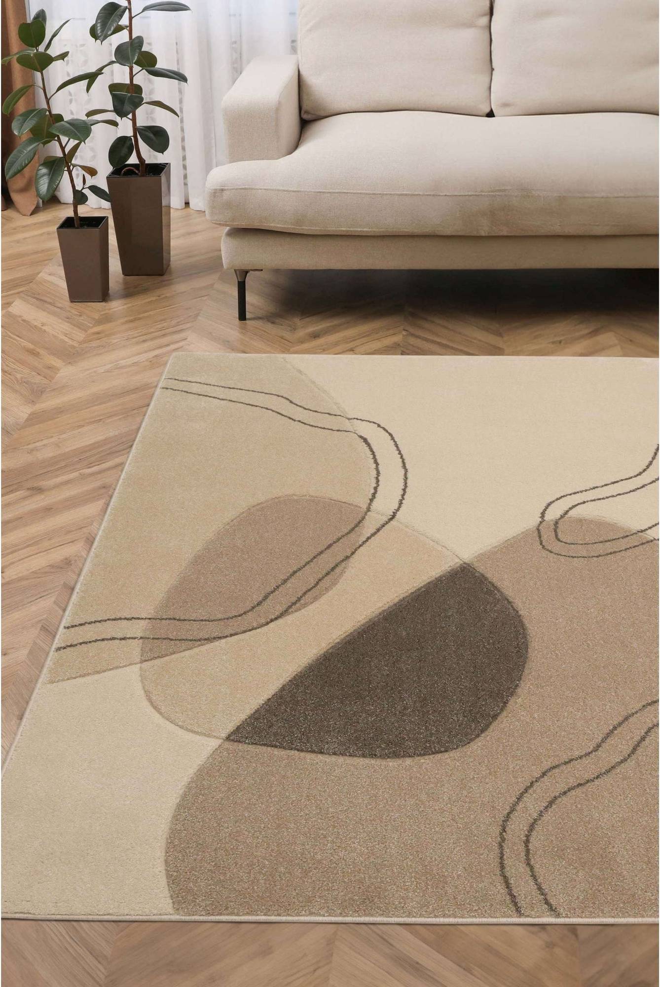 Homemaker Sara Carved Abstract Rug 120 x 170 Natural