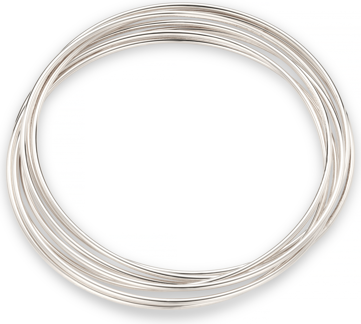Fine Multi Interlocking Bangles - Silver