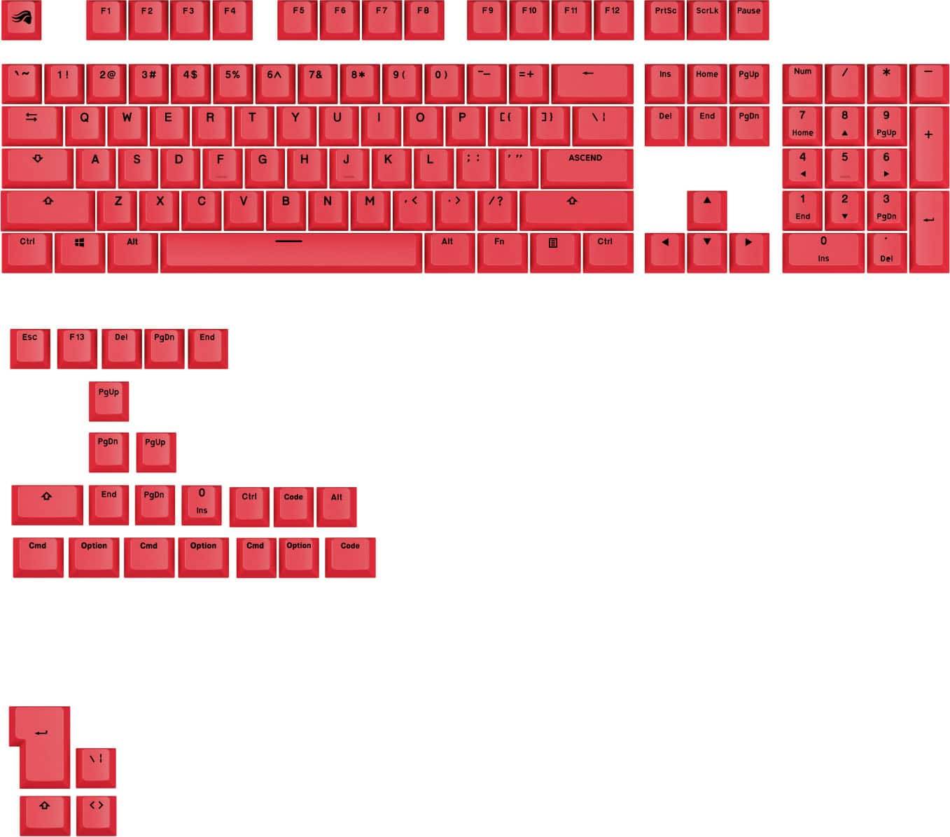 Keycaps' Glorious GPBT Basics Keycaps Dye-Sub