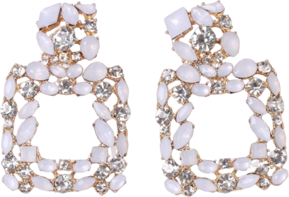 Shein Juran Rhinestone Decor Geometric Drop Earrings