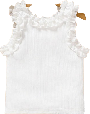 Shein Young Girls Fashionable Solid Color Ruffled Tank Top For Summer