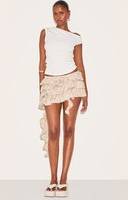 PrettyLittleThing Textured Tiered Rara Mini Skirt - Sage