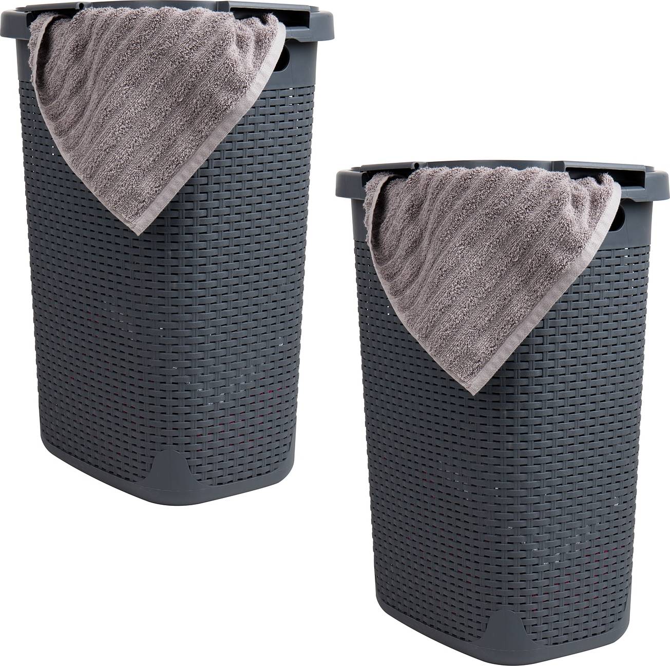 Plastic laundry hamper with lid Mind Reader Basket Collection Slim Laundry