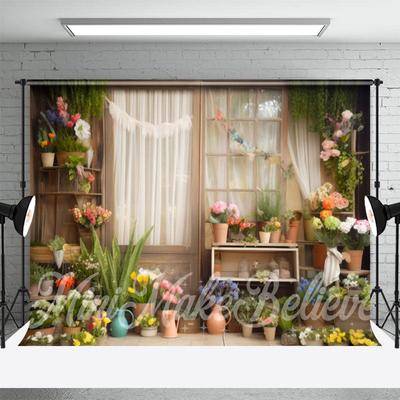 Screen door White Screen Door Wooden Rack Floral Spring Backdrop