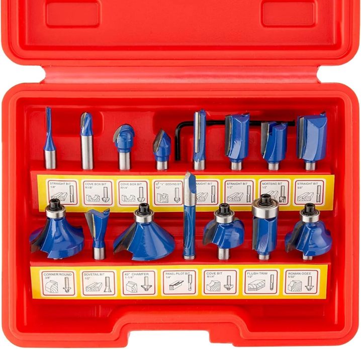 Router bit set Kiesenberg 15 Piece Router Bit Set 1/4 In Sha