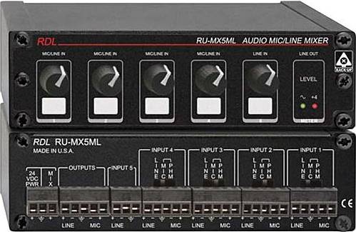 Audio mixer RDL RU-MX5ML 5-Channel Mic/Line Audio Mixer