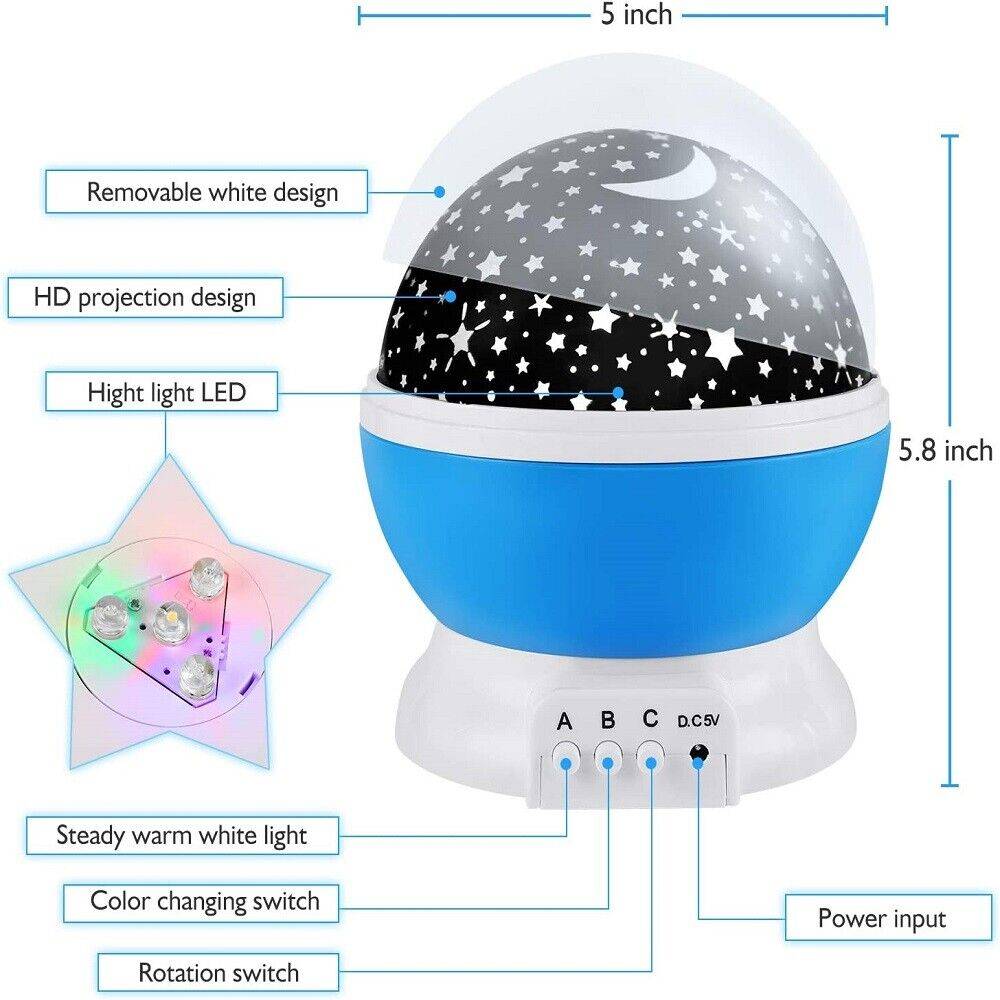 Star projector night light For Kids Star And Moon Projector 360 Degree Rotation Bulb Night Light