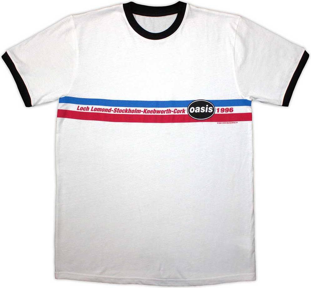 Oasis 1996 Tour Horizontal Stripes Ringer - White