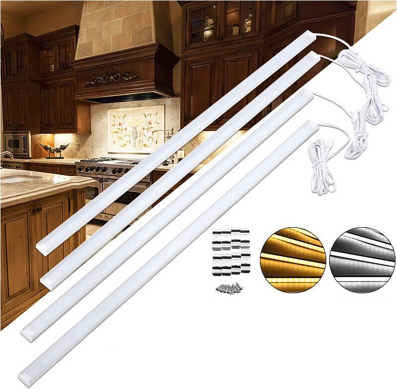 Kitchen under cabinet lighting DC12V 4 Pcs 50 cm Kitchen Under Cabinet Counter LED Rigid Showcase Fixture Light Strip