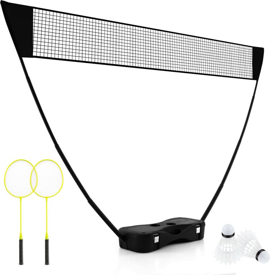 Costway Portable Badminton Net Set All-In-One With Storage Base Black
