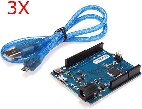 Greenzech 3 Pcs Leonardo R3 ATmega32U4 Development Board With USB Cable