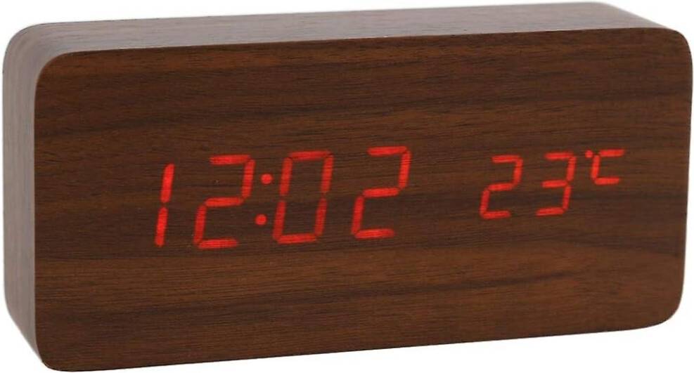 Wooden Digital Clock Multifunctional LED Alarm Clock