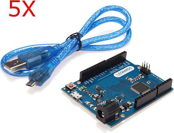 Greenzech 5 Pcs Leonardo R3 ATmega32U4 Development Board With USB Cable