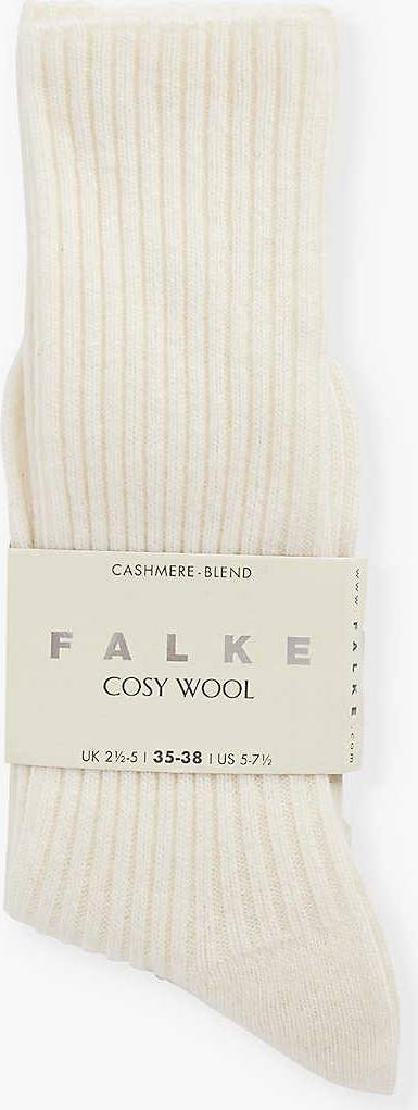 Falke Cosy Wool Ribbed Knit Socks - Off-White