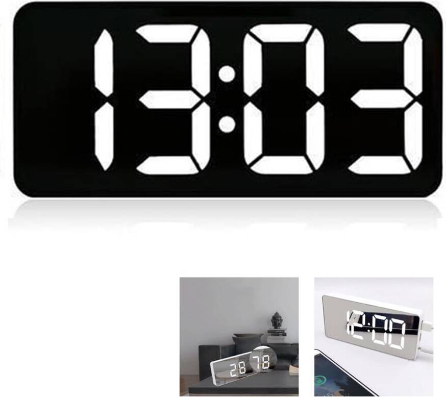 Digital Alarm Clock with Large LED Temperature Display
