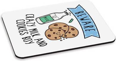 Gift Base Crazy Milk And Cookies Boy PC Computer Mouse Mat Pad