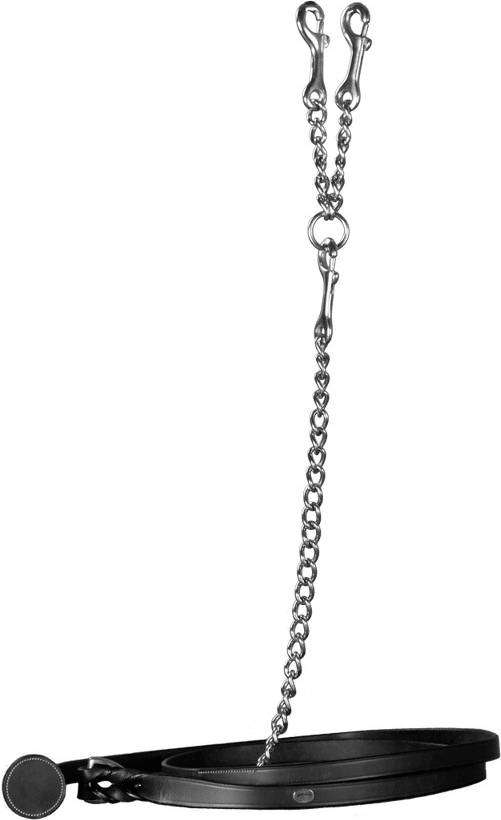 Dyon Leather Riding Lanyard With Chain - Noir