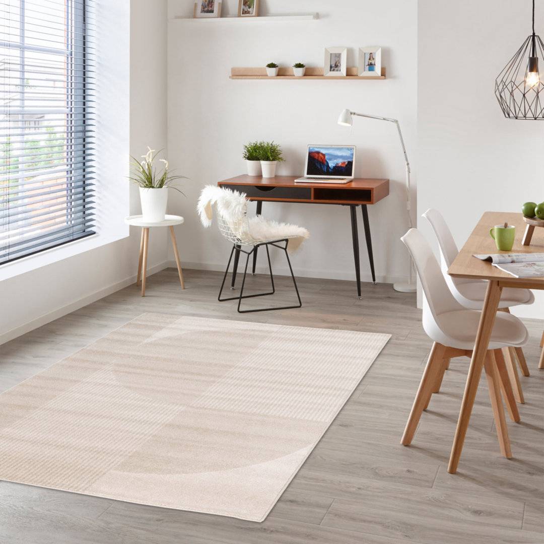Brayden Studio Machine Woven Rug Polypropylene Plastic Abstract Pattern 120 x 170 cm Beige