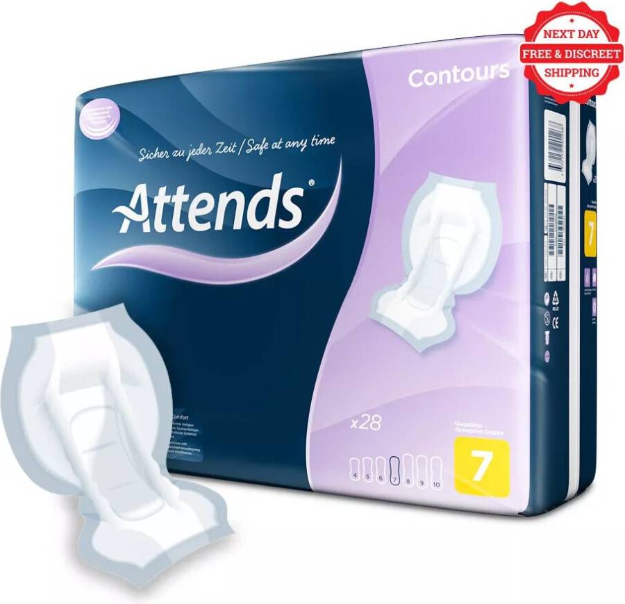 Attends Contours Regular 7 Faecal Urinary Incontinence Pads