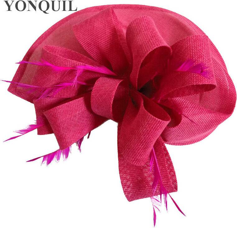 Royal Feather Fascinators Races Hats For Women - Red Loop
