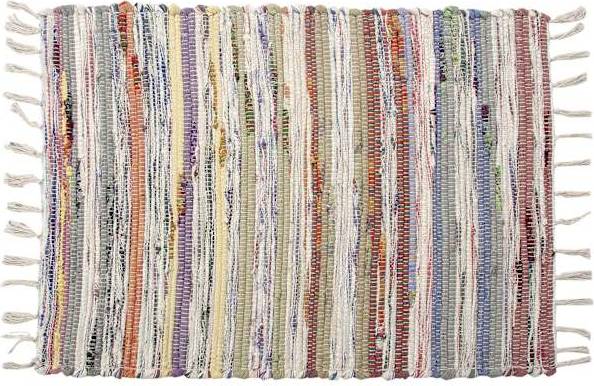 At Home Multicolored Pastel Chindi Fringe Accent Rug 20 x 30 Polyester Multicolor