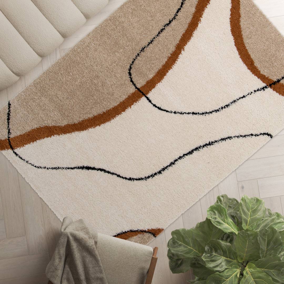 Brayden Studio Machine Woven Rug Polypropylene Plastic Abstract Pattern 120 x 170 cm Beige