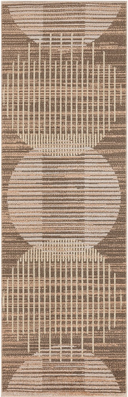 Nourison Astra Machine Washable 2 x 6 ft Loomed Polyester Latte Rectangular Indoor Geometric Machine Runner Rug in Brown