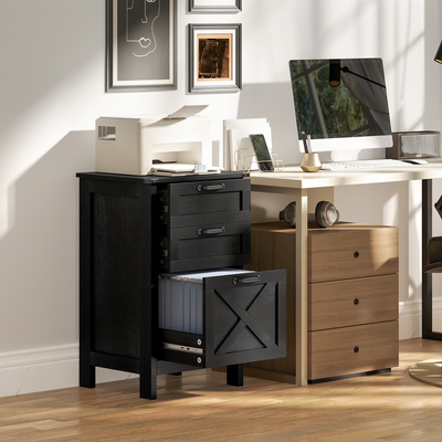 Printer stand with storage Homcom 3 Drawer File with Silent Slides Storage Cabinet