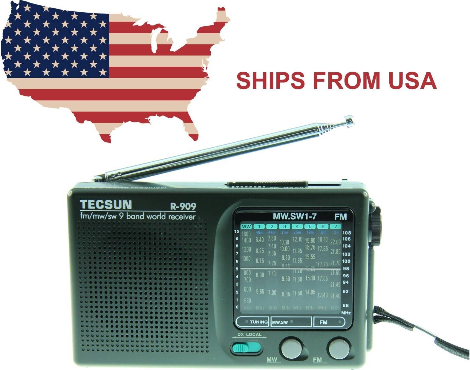 Shortwave radios Tecsun R-909 AM/FM SW Shortwave Portable Multiband Radio Receiver